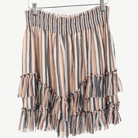 Derek Lam 10 Crosby Orange Striped Silk Ruffle Mini Skirt - Picture 2 of 9